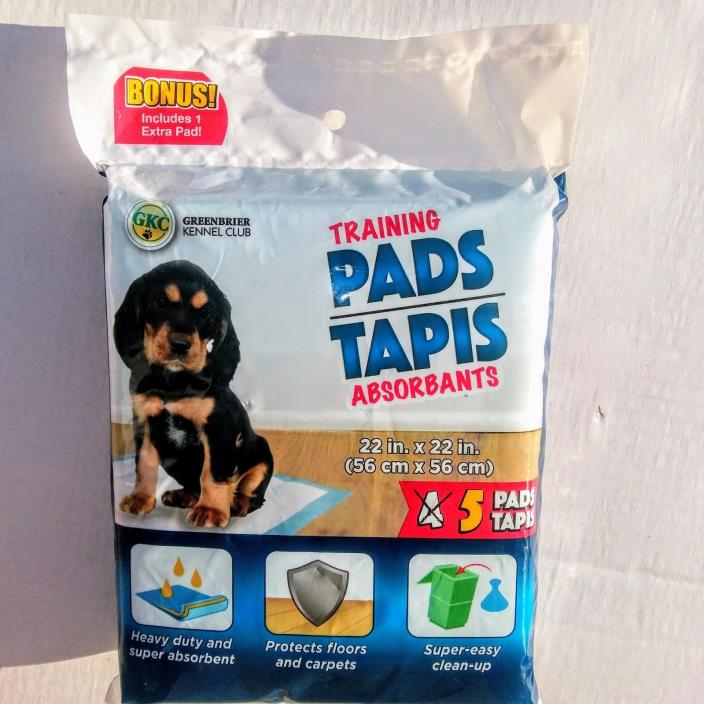 GKC Greenbrier Kennel Club Dogs Training Pads 22x22 (5 absorbent pads) NEW` Pet