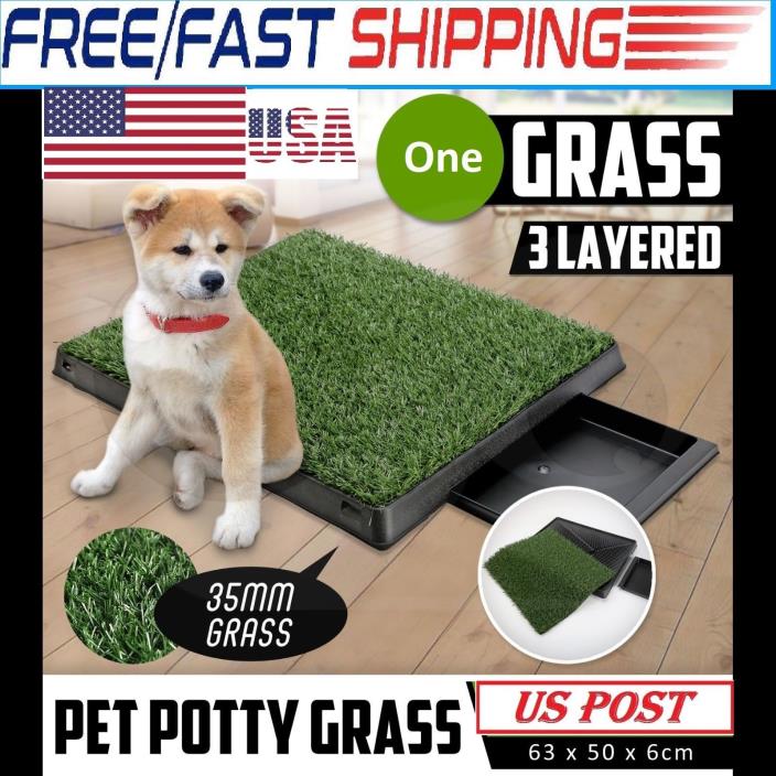 New Pet Potty Trainer Dog Puppy Grass Toilet Training Pad Mat with Tray USA Sell