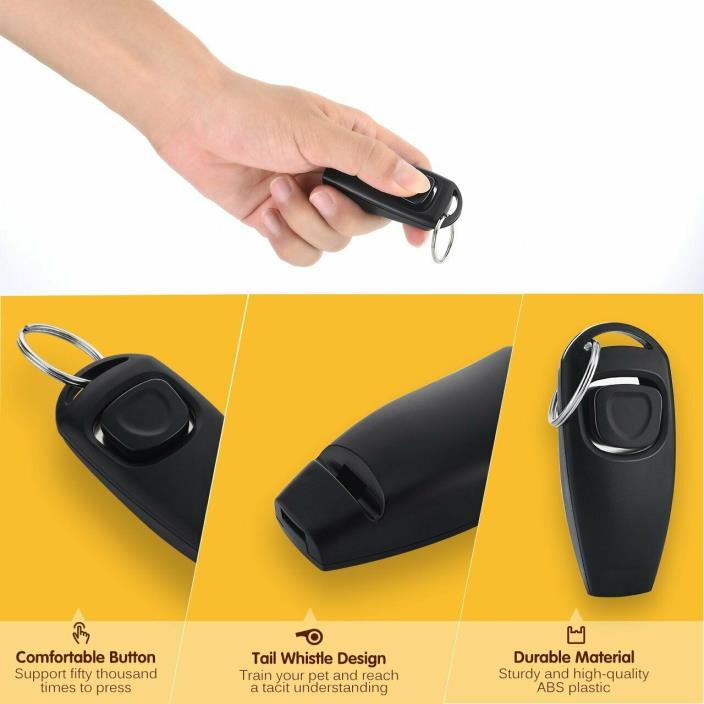 Dog Click Trainer Black 2 in 1 Clicker&Whistle Pet Puppy Obedience For USA SLR !