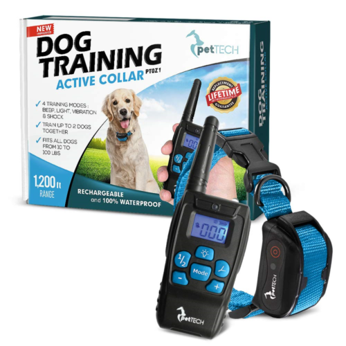 PetTech PT0Z1 Premium Dog Training Shock Collar, Fully Waterproof, 1200ft Range