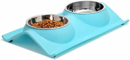 UPSKY Double Dog Cat bowls Premium Stainless Steel Pet Bowls With No-Spill
