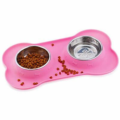 Stainless Basic Bowls Steel Water Food Non-Skid & Spill Silicone Mat, For Pet