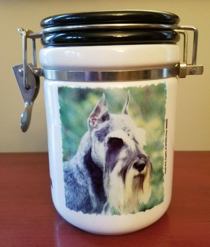 Schnauzer Ceramic Dog Treat Cookie Jar with Lock Lid