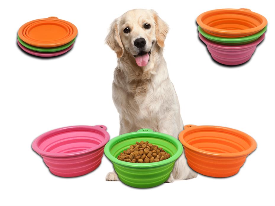 3x Pet Collapsible Bowl Dog Cat Water Food Dish Portable Silicone Travel Feeding