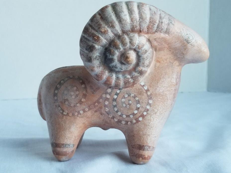 ANCIENT SCARED RAM TERRACOTTA ART ANTIQUITIES ARIES SACRIFICE AEGEAN VESSEL RARE