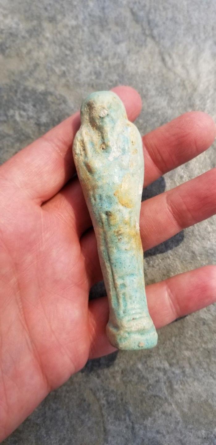 Ancient EGYPTIAN Glazed Faience USHABTI, Ptolemiac Period, 323 to 30 BC, 100 mm