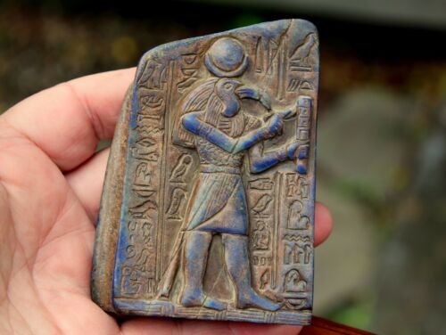 Rare BIG Ancient Carving On A Lapis Lazuli Stone Slab Of THOTH EGYPTIAN DIETY