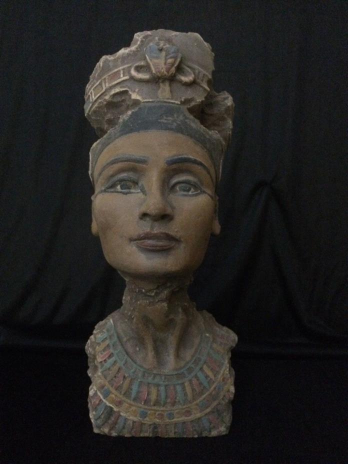 EGYPTIAN ANTIQUE Ancient EGYPT STATUE Queen NEFERTITI Head Carved Stone luxor BC