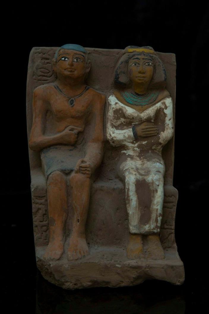 Ancient EGYPT EGYPTIAN ANTIQUES STATUE, of King Amenhotep III and Queen Stone BC