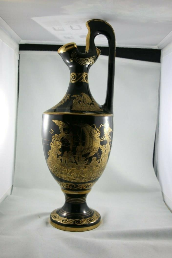 Vintage (24K Gold) Greek Decorative Vase Porcelain Hand Made in Greece