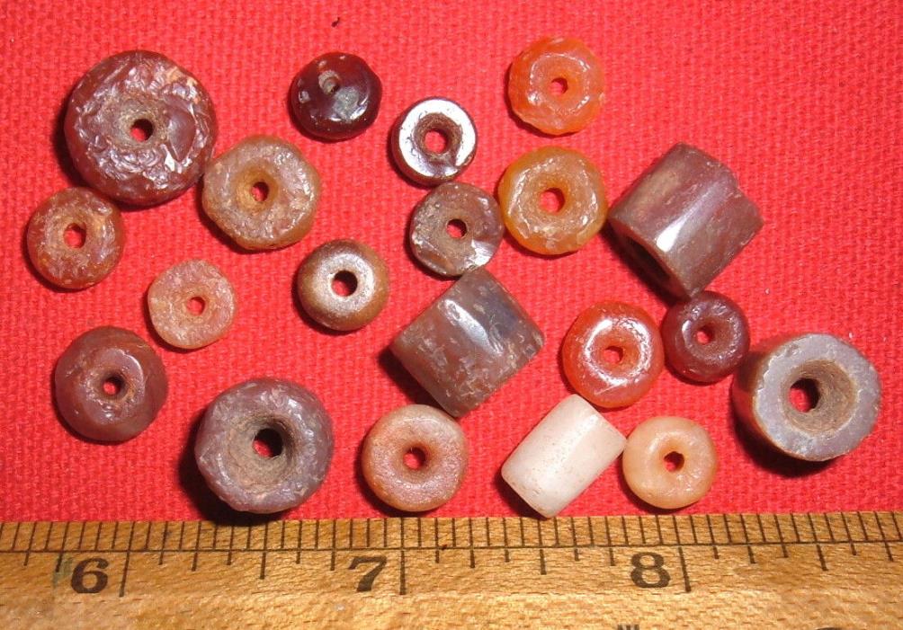 (20) Choice Colorful Sahara Neolithic Stone Beads, Prehistoric African Artifacts