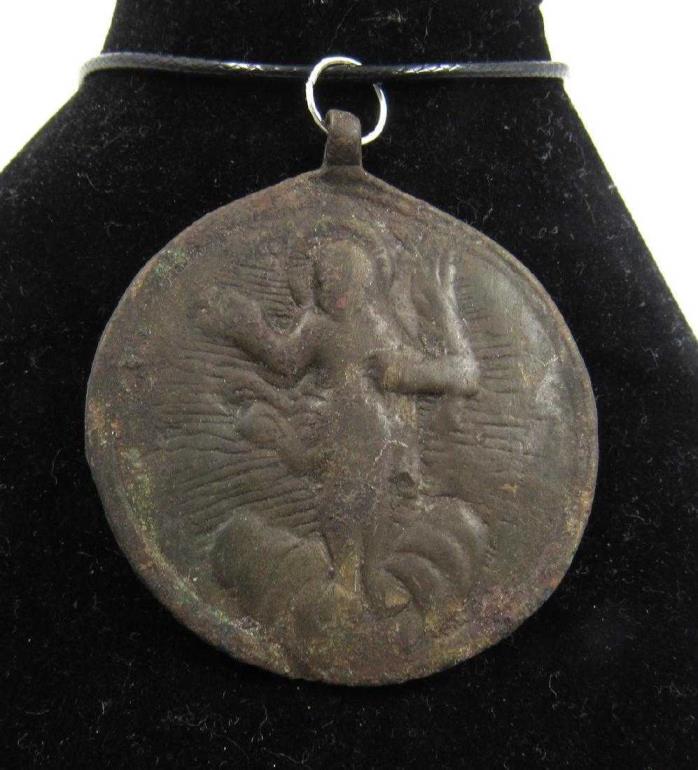 Post Medieval Bronze Pendant with Jesus & Saint