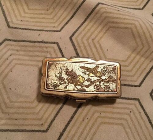 Vtg Very Light Gold Tone 3 Compartment Pills Case
