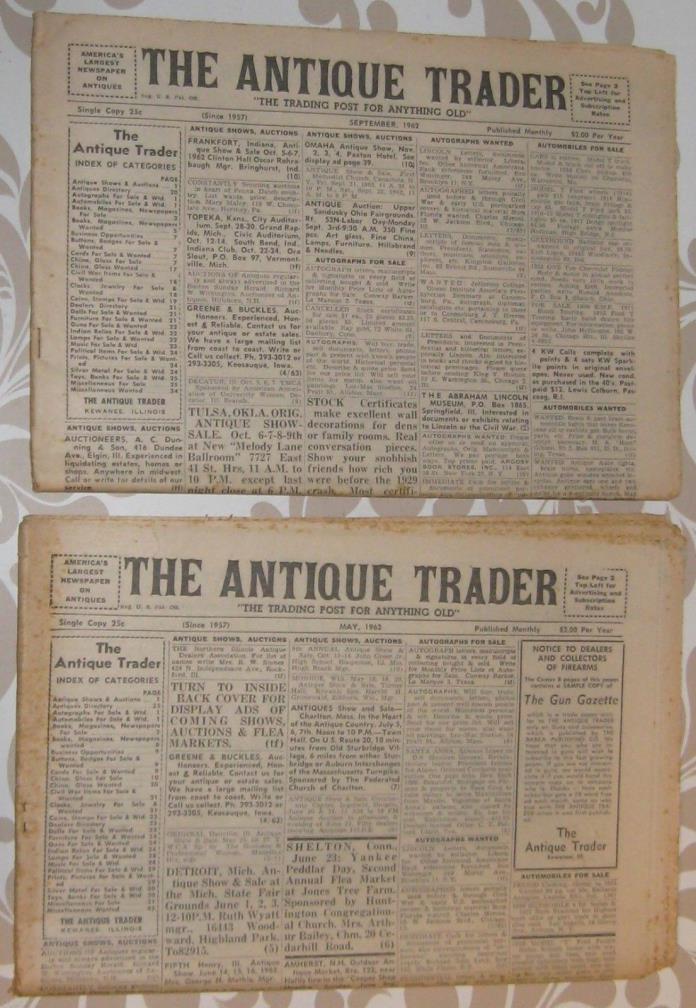 Antique Trader newspaper 1962 May&September lot of 2, complete, ships 4 free