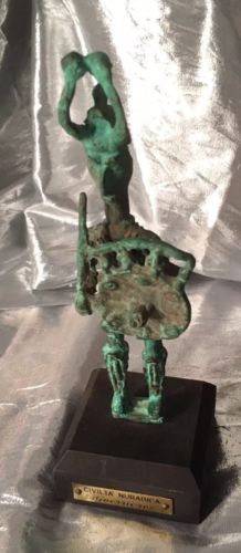 Man Shield/Staff Statue Copper Tin Italian Sardinia Civilta Nuragica Guerrero