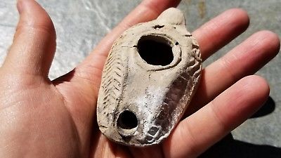 Ancient Byzantine Decorated Terracotta OIL LAMP, Intact, 7th - 9th Cent AD (#2)