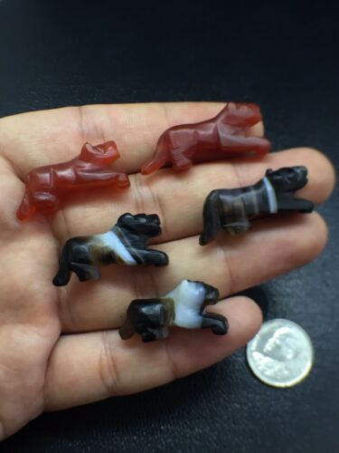 Roman Ancient Tiger Shapes Beads  5 Beads With Beautiful Colour Sulimani Stone
