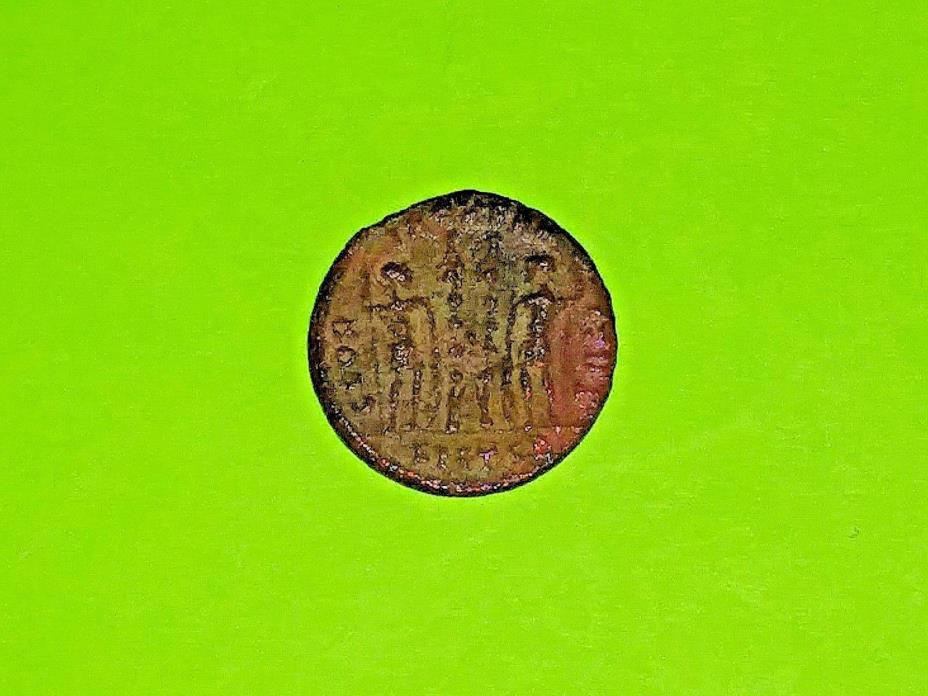 Constantine II 340 AD ancient ROMAN COIN soldiers military standards tool VG old