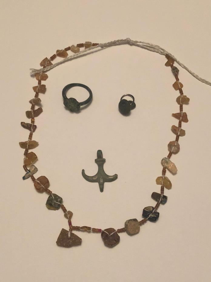 Collection of Ancient Roman Jewelery, neclace, ring, pendants