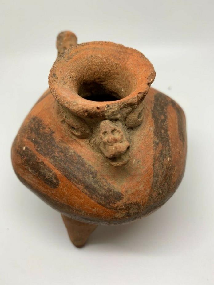 ANTIQUE PRE-COLUMBIAN THREE FOOTED POT 3x4