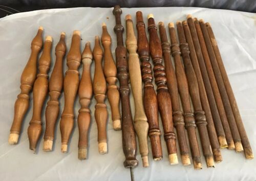 19 Vtg Architectural Salvage Wood Turned Chair Spindles Various Sizes Repurpose