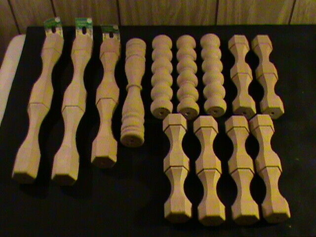 Lot of 13 c1970's NEW Birch spindle balusters -14