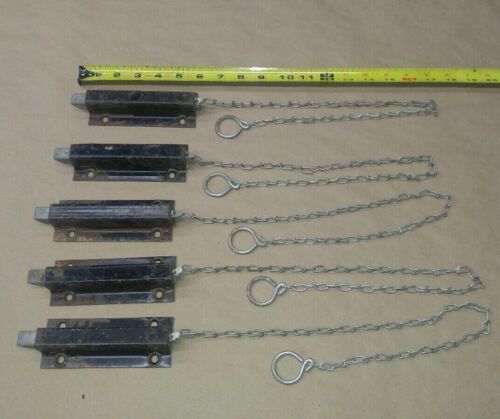 (Lot of 5) Antique Spring Loaded Pull Chain Latches Barn Door Farm Gate Fence