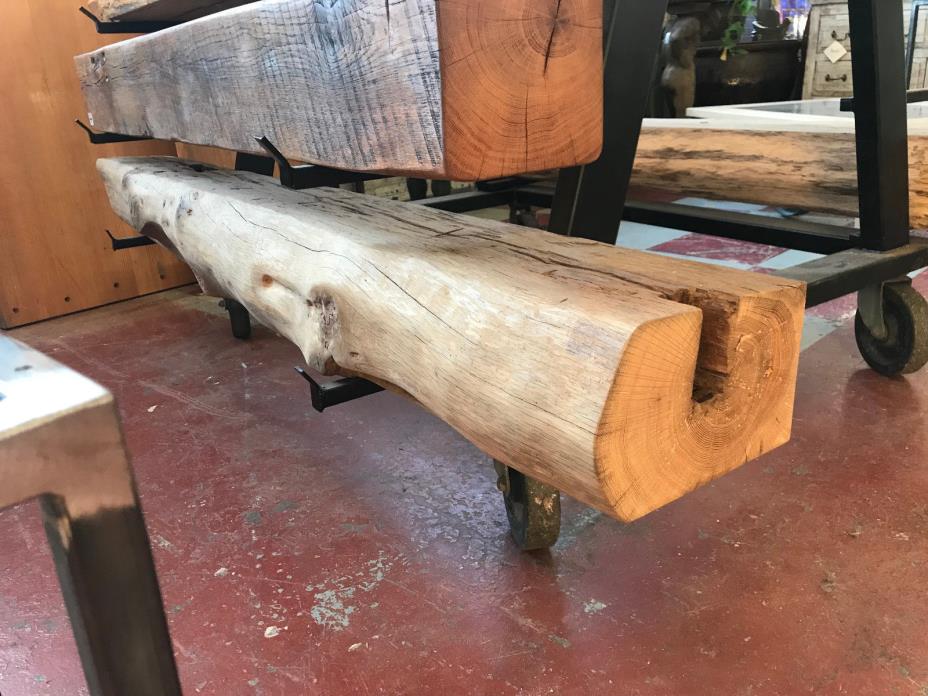 1900 Gorgeous Solid Oak Mantel Beam, UNFinished, 6.5 FEET, HEWN marks, LIVE EDGE