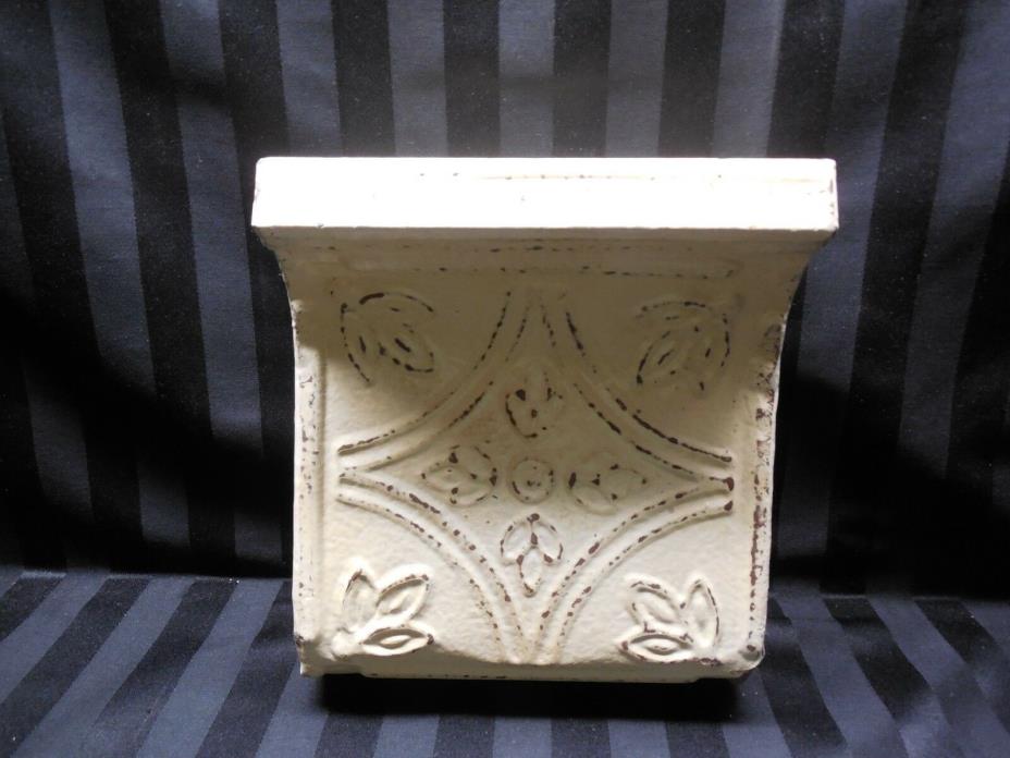 Vintage Metal Tin Ceiling Tile/Wood Wall Shelf