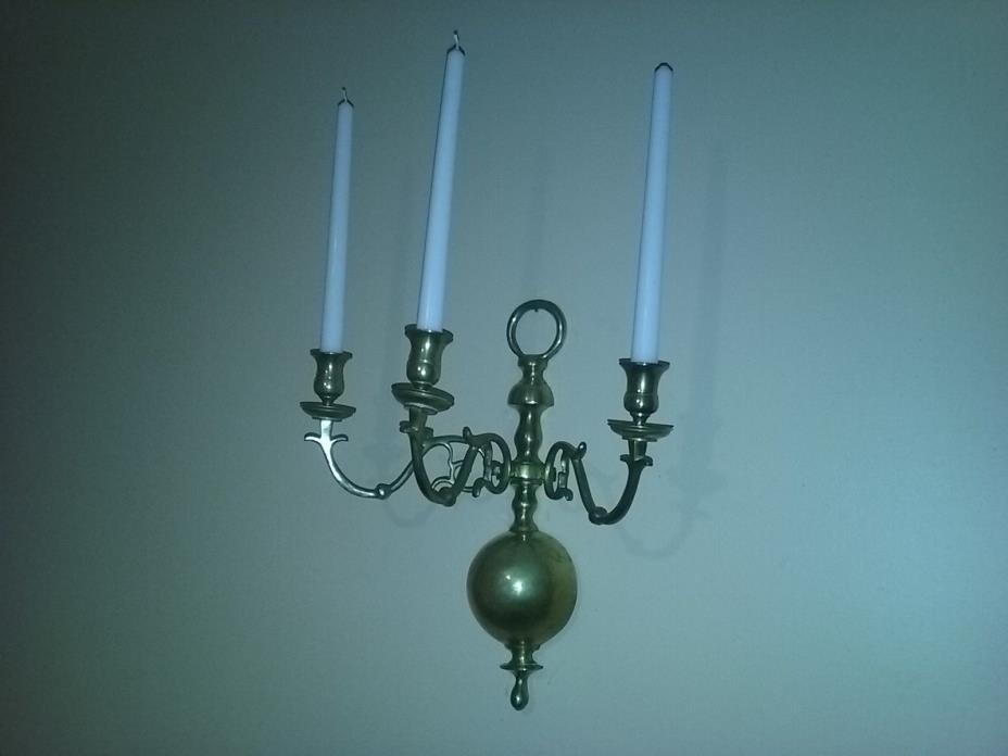 vintage  Brass Bronze 3 arm Wall Sconces , candelabra , candle holder