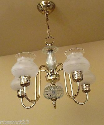 Vintage Lighting Antique Mid Century 1950s Colonial brass chandelier