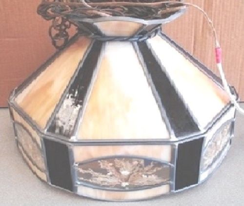 Vintage Art Glass Tiffany Style Chandelier Light Fixture