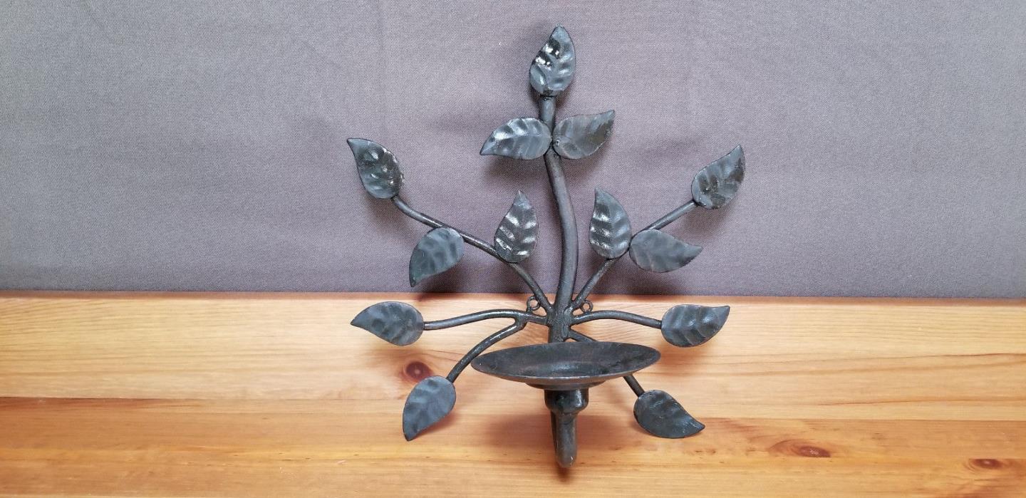 Old Wrought Iron Sconce Hanging or Freestanding  Candleholder