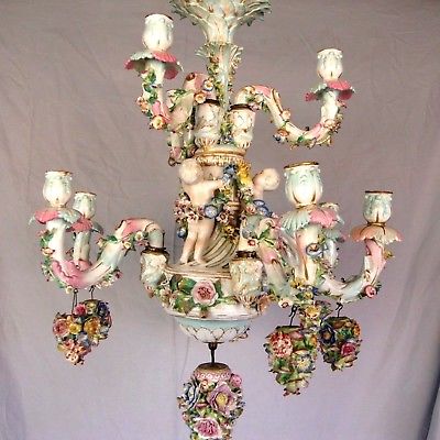 Chandelier, Antique Dresden/Meissen German-Late 18th-Early 19th Century