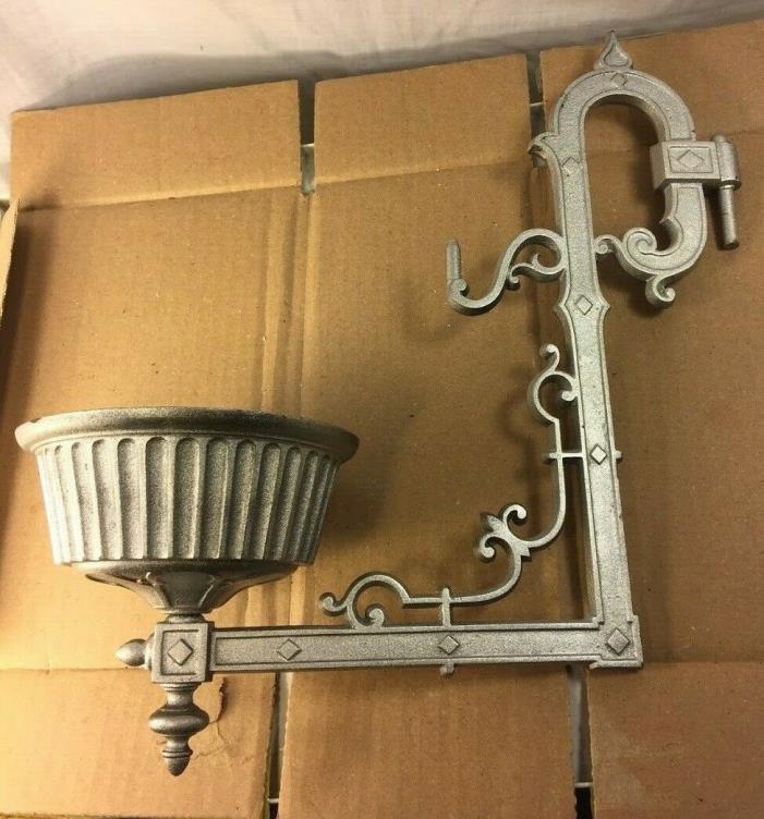 Antique Cast Silver Colored Font Holder Wall Sconce