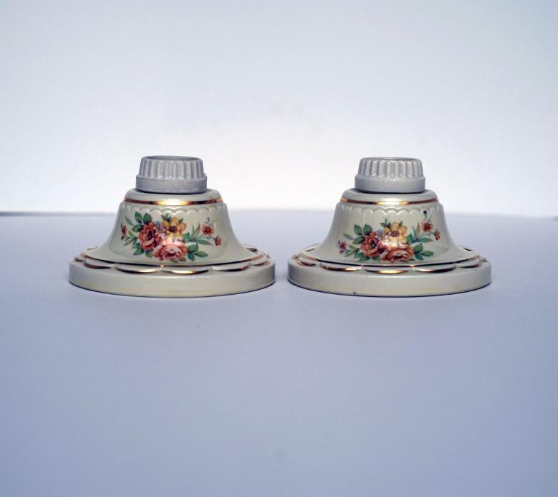 2- Nice Porcelier Porcelain1940's Ceiling Fixtures New Sockets with Pullchains