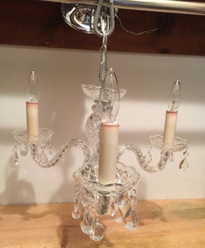 Vintage Styled Clear Crystal Glass 3 Light Chandelier