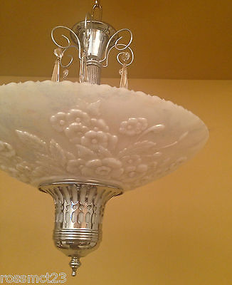 Vintage Lighting dramatic 1930s chandelier by Gill Glass