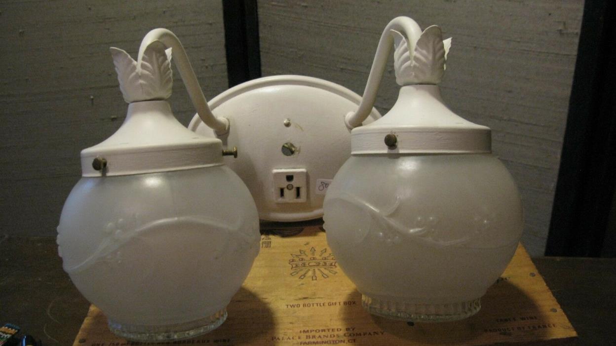 Excellent Art Deco Double Fixture with Plug and Original Globes