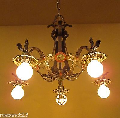 Vintage Lighting luscious 1930 polychrome chandelier