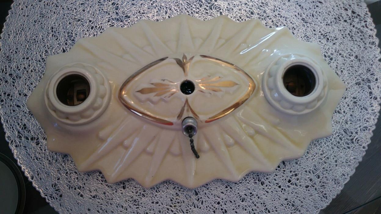 Vintage Art Deco Porcelain Wall Sconce Light Fixture 4