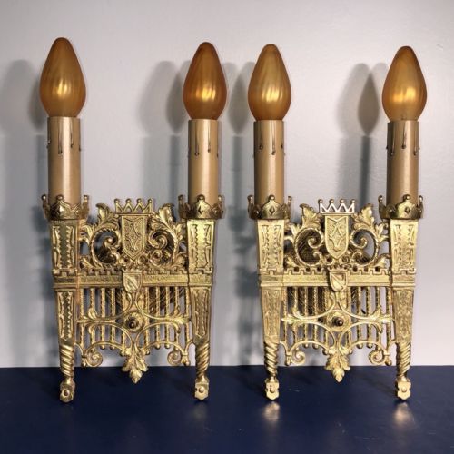 Pair of quality heavy Edwardian/late Victorian age sconces in NOS condition 61F