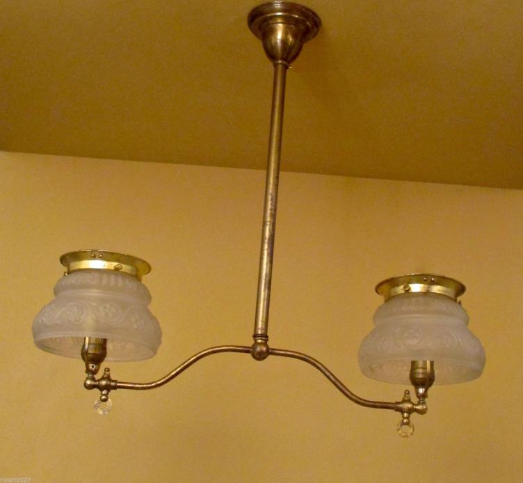 Vintage Lighting circa 1900 gas converted brass pendant