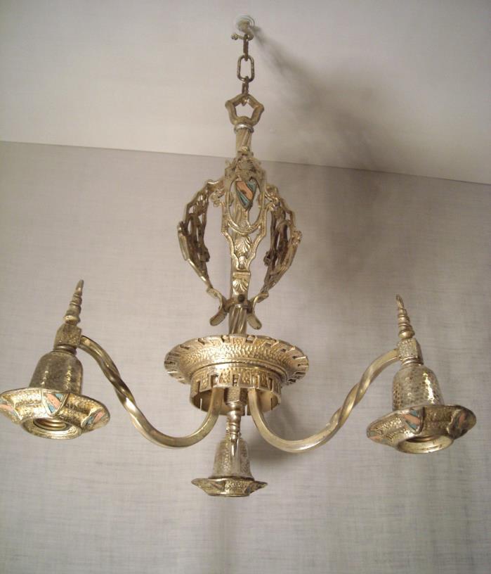 1926 Antique Tudor Medieval Silver 3-bulb TO RESTORE