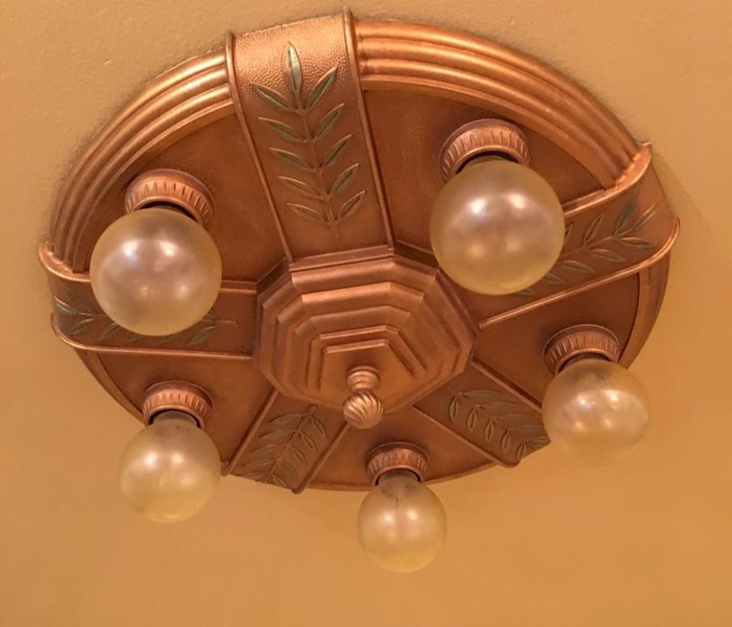 Vintage Lighting two 1930s Deco ceiling fixtures