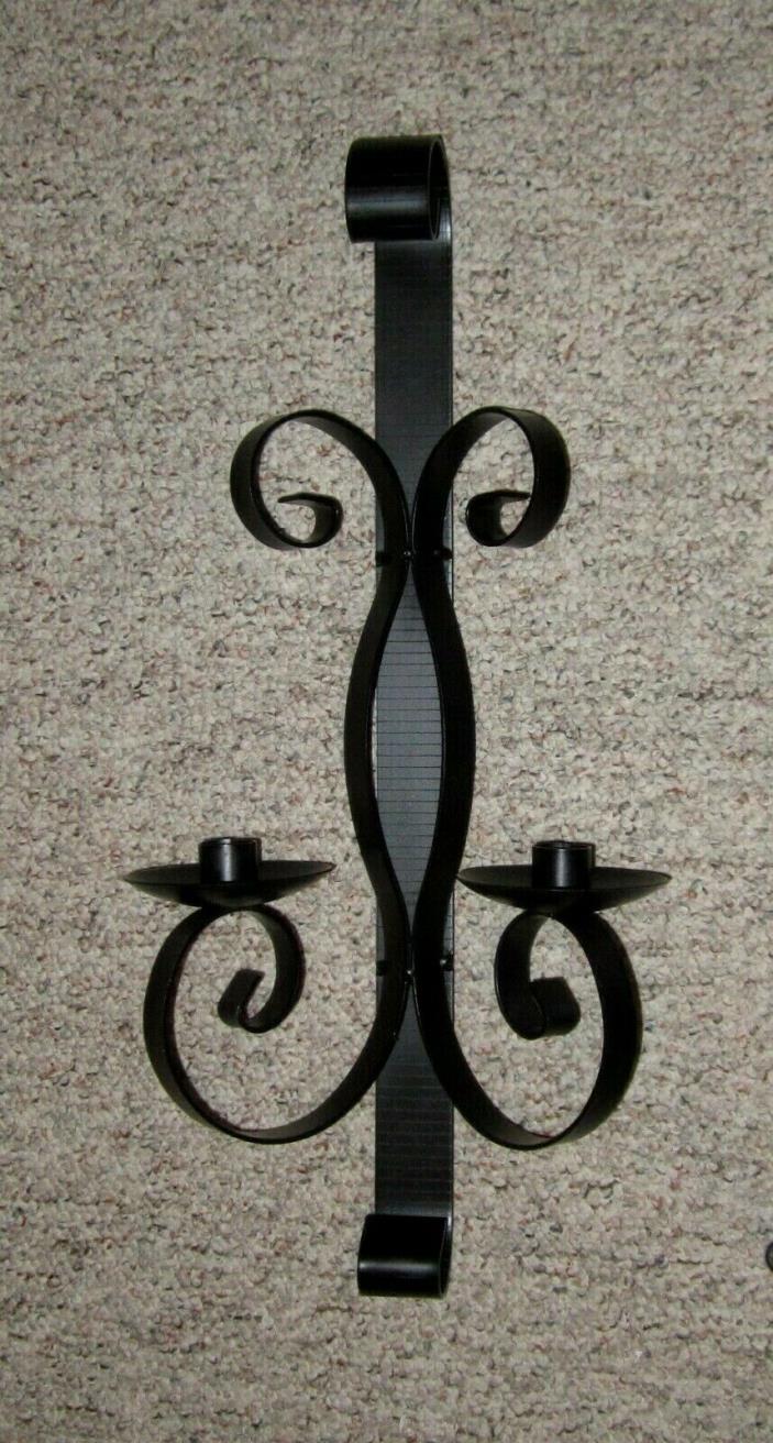 Vintage Wrought Iron Metal Wall Sconce - Candle Holder 20 1/2