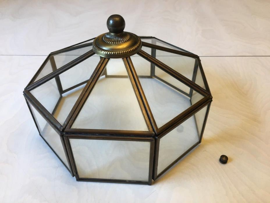 Vtg Ceiling Light Shade Leaded Style  Clear Glass Octagon 7.75