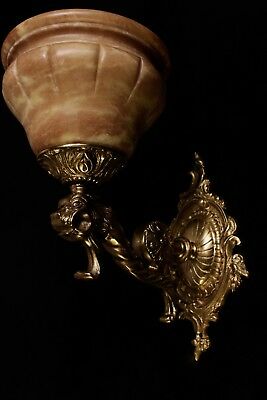 single  solid bronze and real alabaster wall lights sconces with lion head