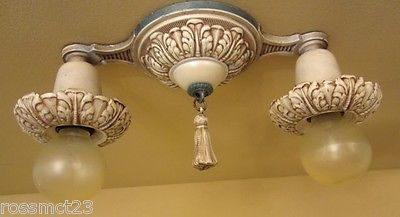 Vintage Lighting antique 1920s set. One ceiling fixture. Two sconces