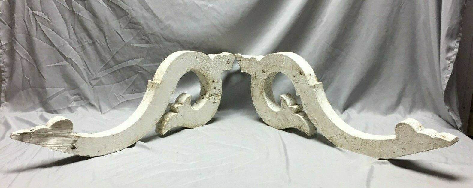 Pair Antique Wood Corbels Porch Brackets Shabby Vintage Old Chic 313-19C